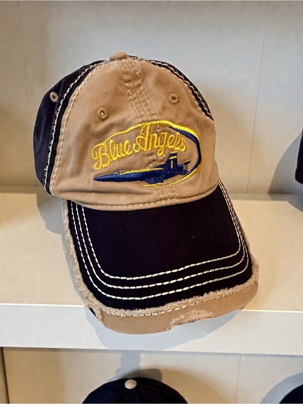 OTTO Blue Angels Navy and Tan Embroidered Baseball Cap